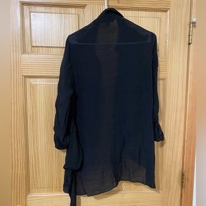 sheer black button up swim suit cover